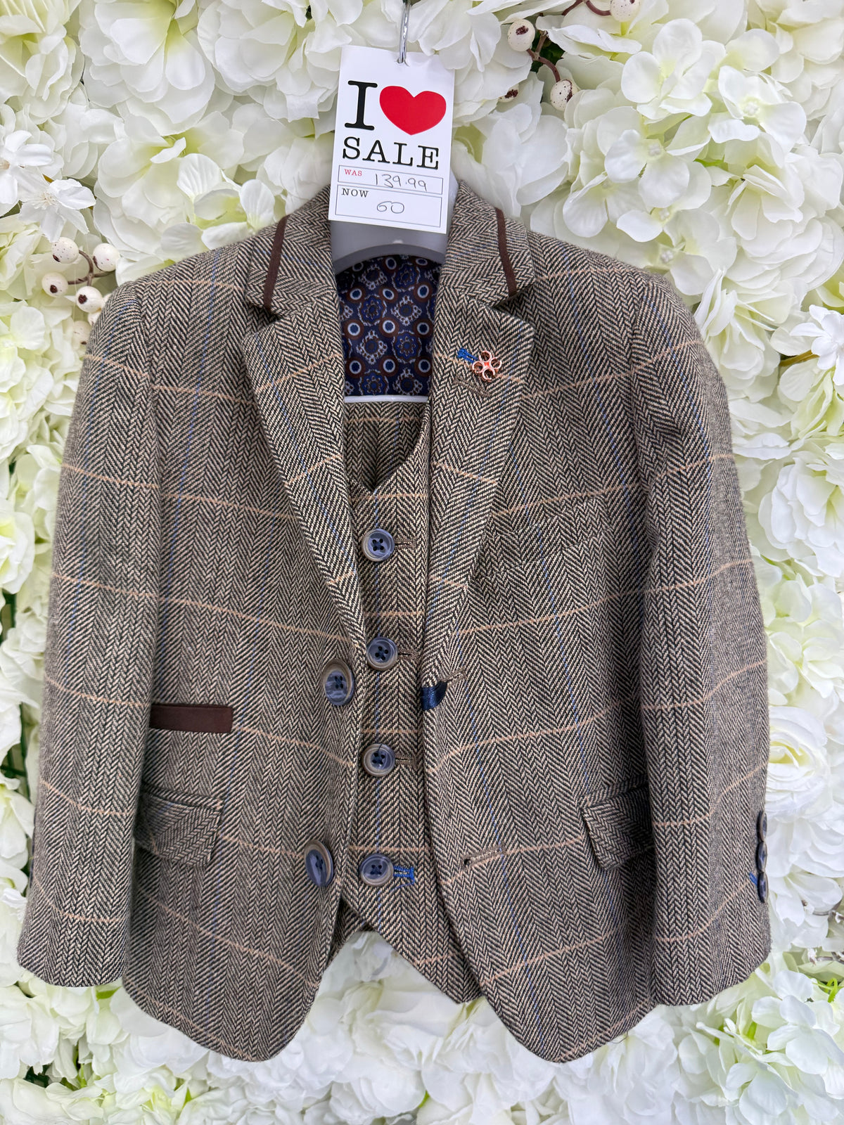 SALE Boys Brown Tweed Suit