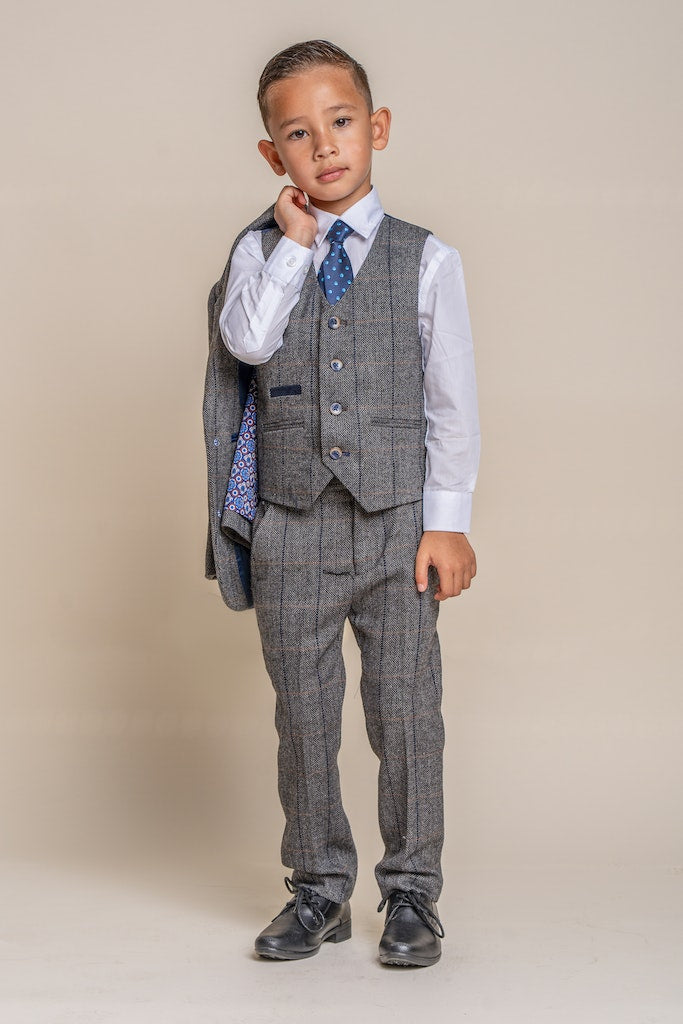 Cavani Albert Grey Tweed Three Piece Suit