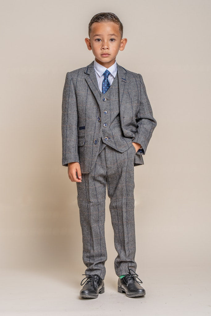 Cavani Albert Grey Tweed Three Piece Suit