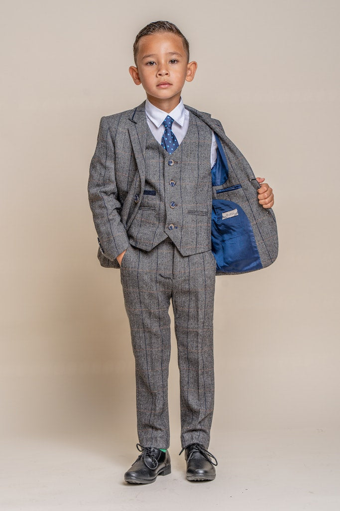 Cavani Albert Grey Tweed Three Piece Suit