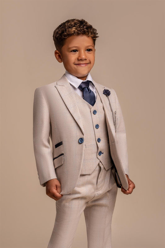 Cavani Caridi Beige Boys Three Piece Suit