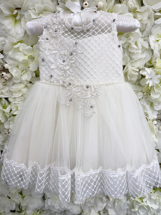 SALE LAST ONE Diamonte Ivory Baby Dress