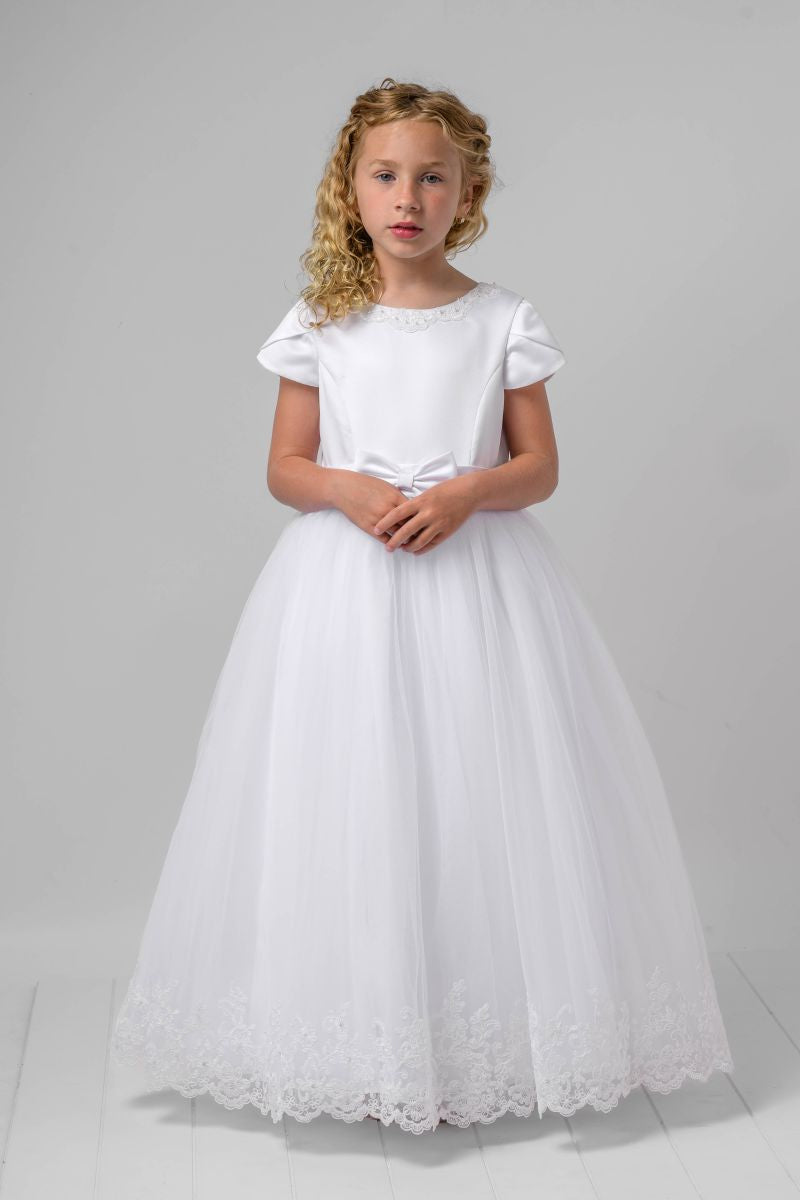 SALE Sarah Louise Bow & Pearl Neckline Communion Dress