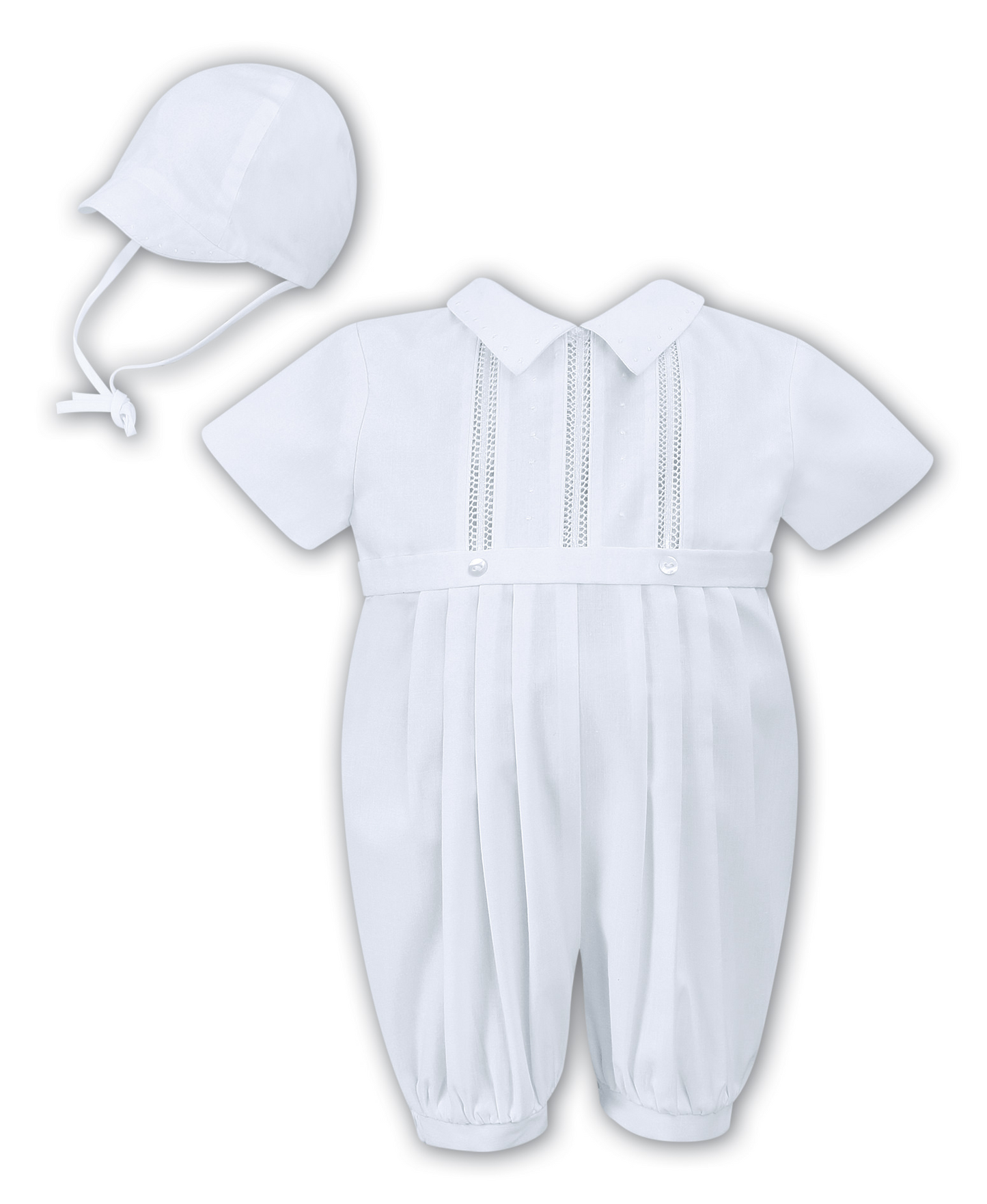 Sarah Louise - White Christening Romper & Cap