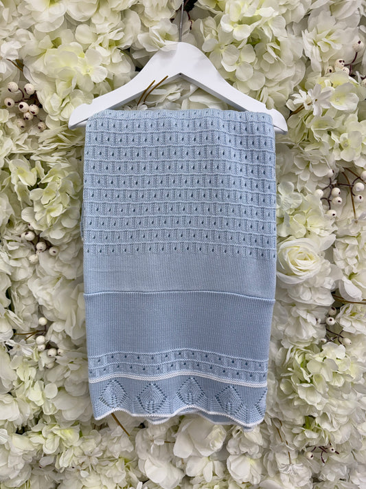 Baby Blue Christening Shawl/Blanket