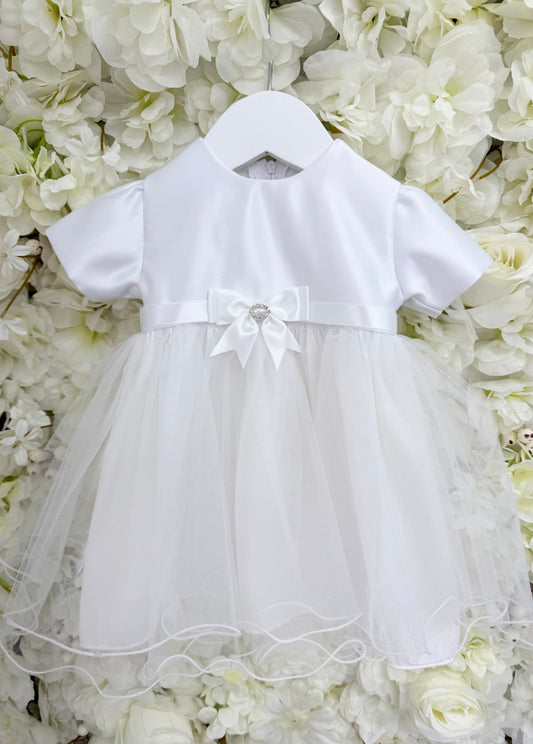 Diamonte Bow Christening Dress