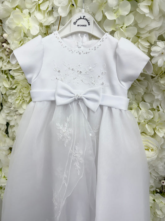 Sarah Louise Bow & Lace Detail Christening Gown