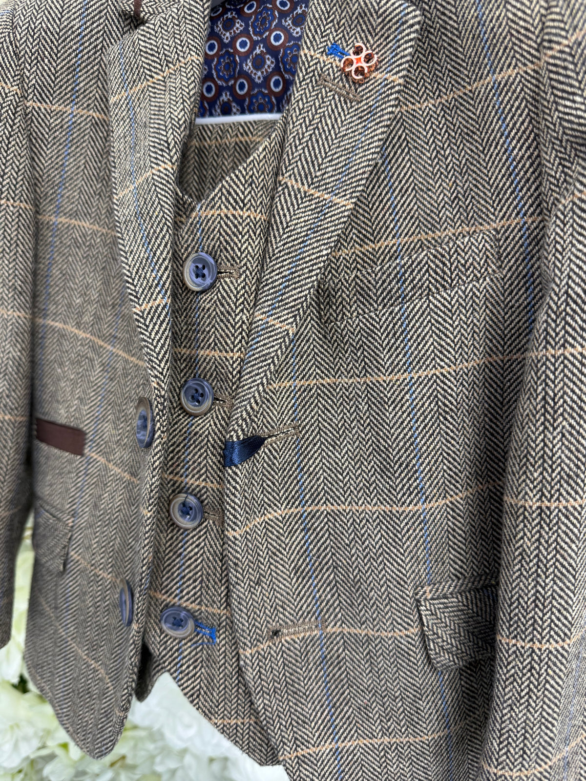 SALE Boys Brown Tweed Suit