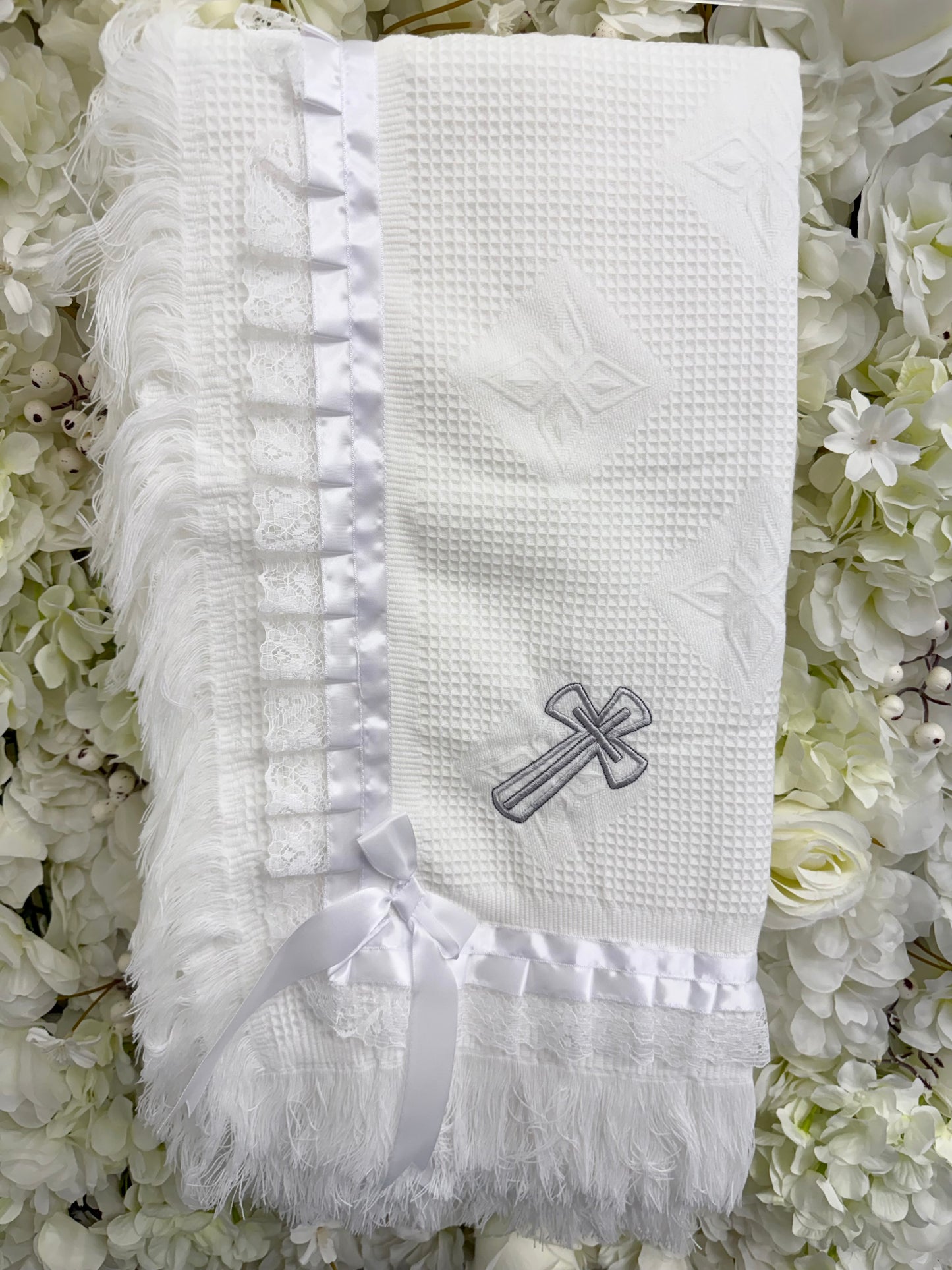 Cross Christening Shawl