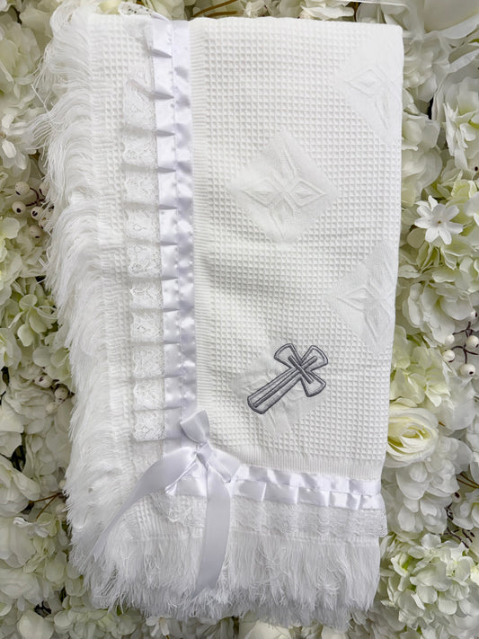 Cross Christening Shawl