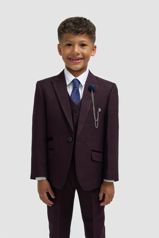 Cavani Boys Caridi Wine 3 Piece Suit