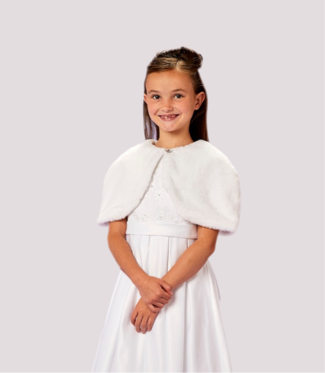 White Faux Fur Communion Wrap
