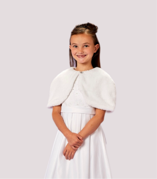White Faux Fur Communion Wrap