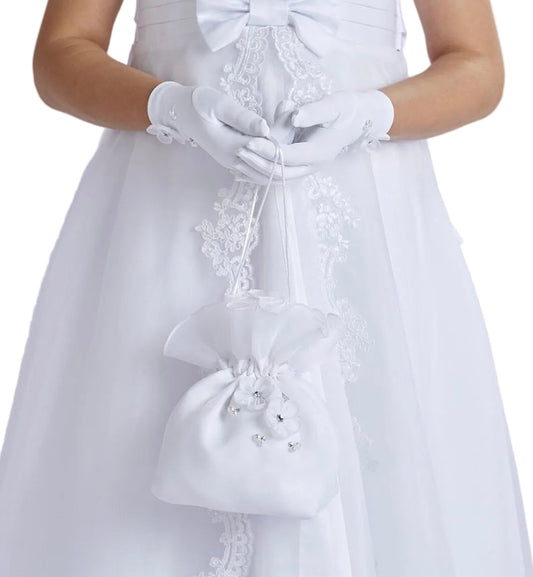 Diamonte Flower Communion Pouch Bag (A2)