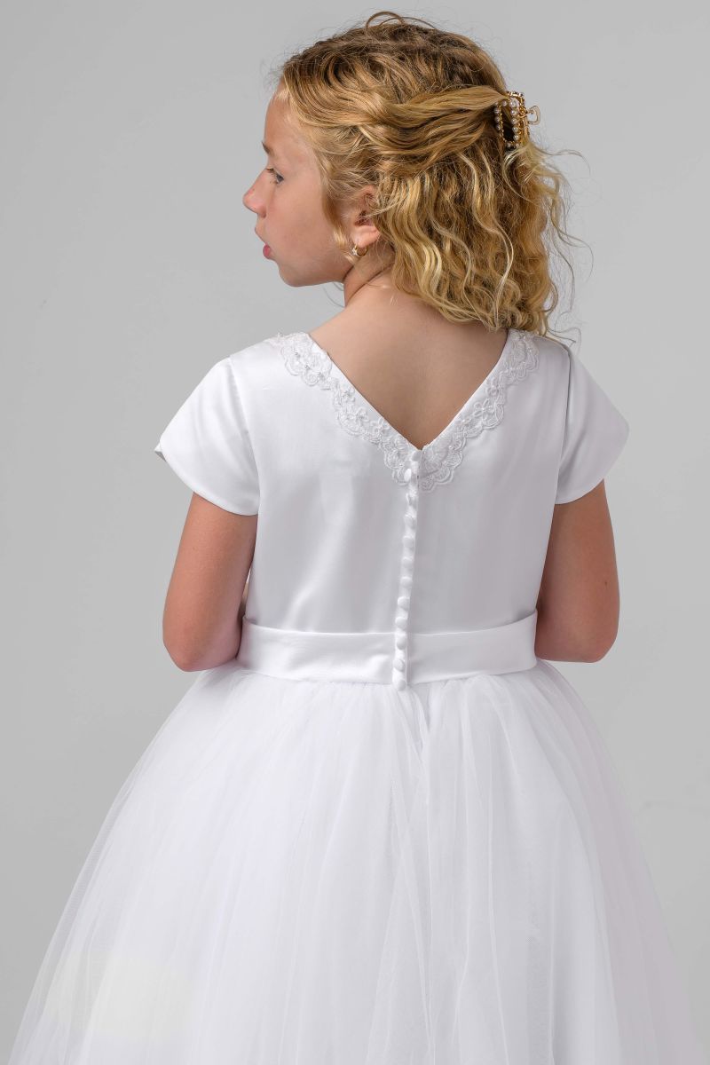SALE Sarah Louise Bow & Pearl Neckline Communion Dress