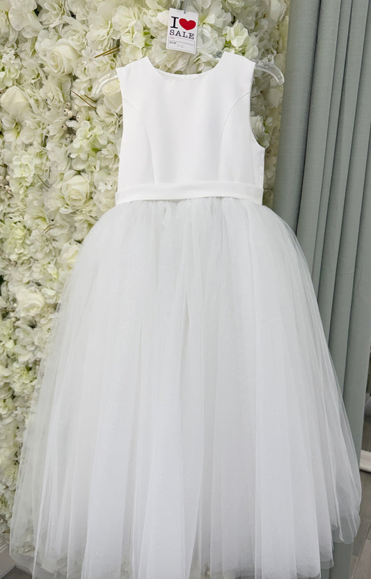 SALE Ivory Large Bow Sparkle Tulle Communion Dress