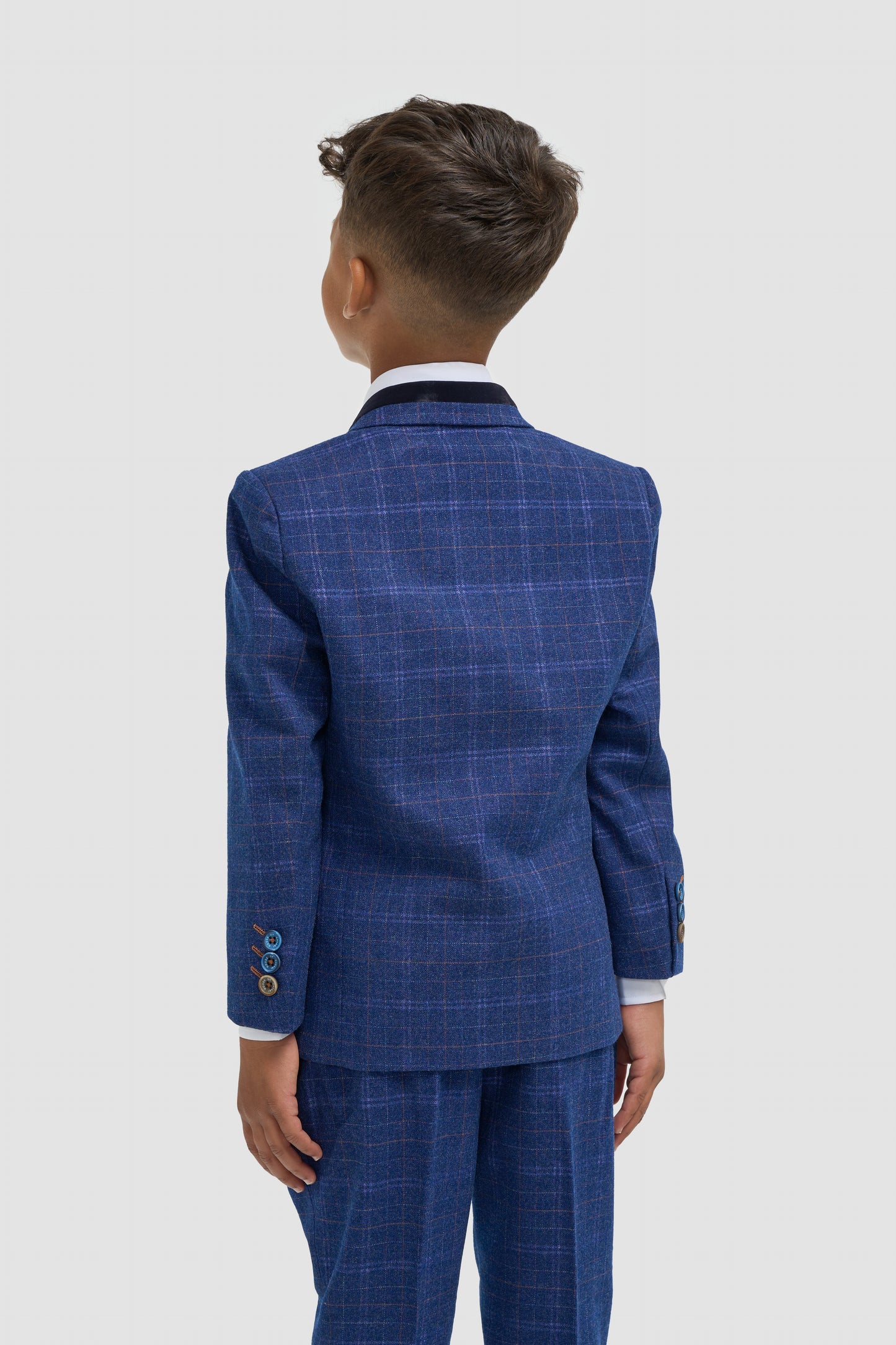 Cavani Boys Blue Check 3 Piece Suit