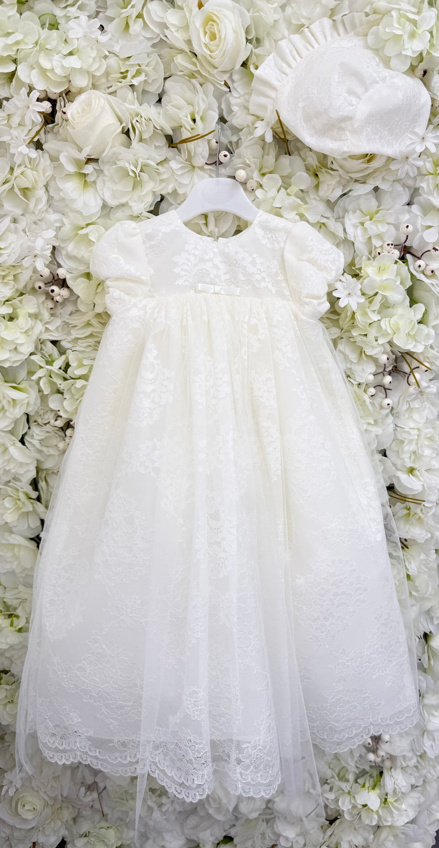 Millie Grace Unisex Ivory Christening Gown & Bonnet