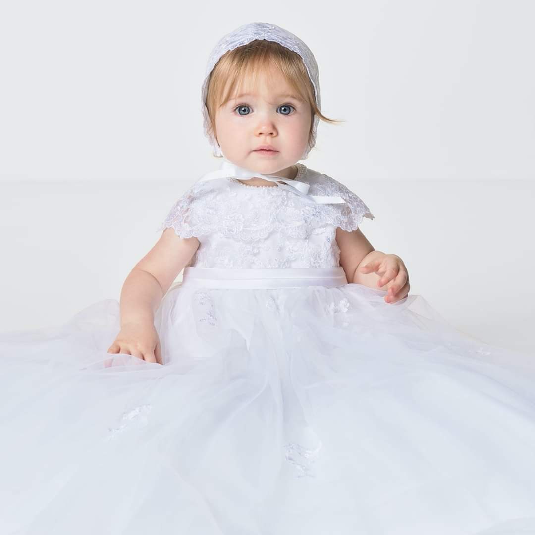 Sarah Louise Heirloom Collared Christening Gown & Bonnet