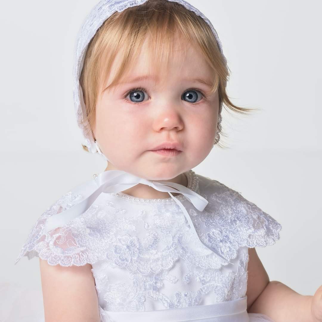 Sarah Louise Heirloom Collared Christening Gown & Bonnet