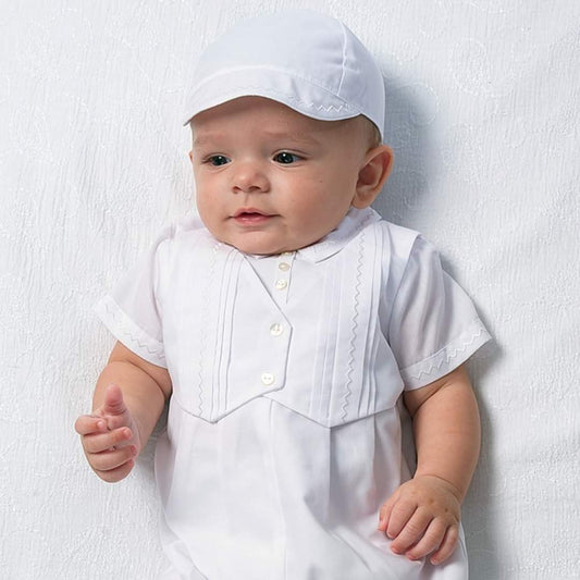 Sarah Louise - Traditional Christening Romper & Cap