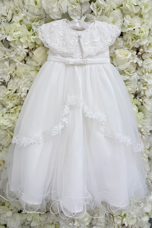 Ivory Christening Gown with Cape & Bonnet