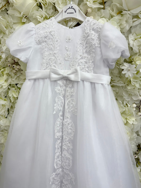 Sarah Louise - Pearl & Lace Christening Gown & Bonnet