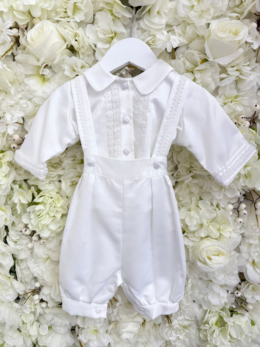 Long Sleeve Christening Dungaree Outfit