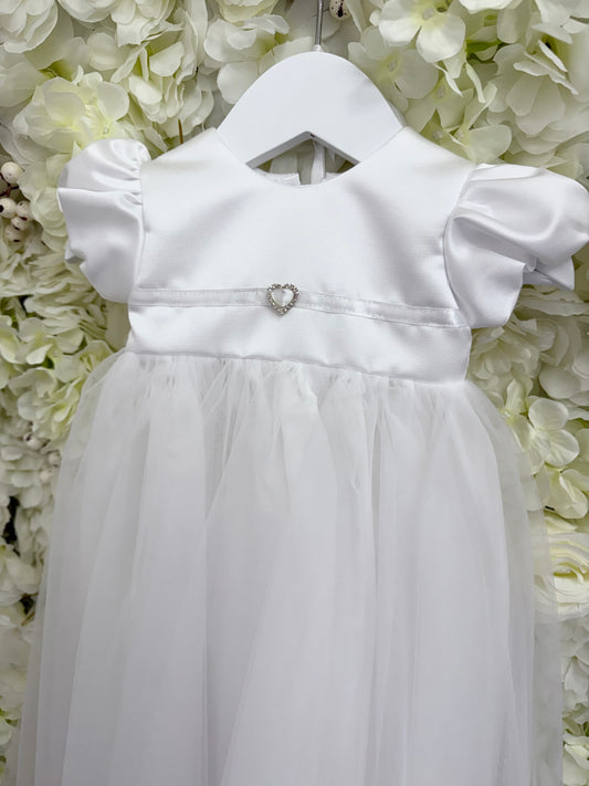 Diamonte Heart Christening Gown