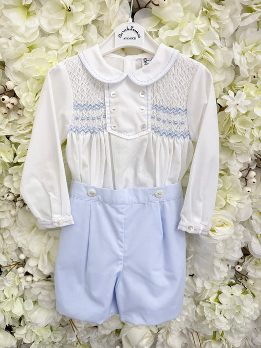 Sarah Louise Baby Boy Long Sleeve Shirt & Shorts Occasion Set