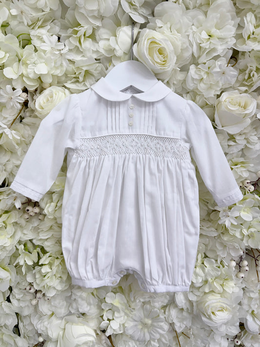Sarah Louise Long Sleeve Christening Romper