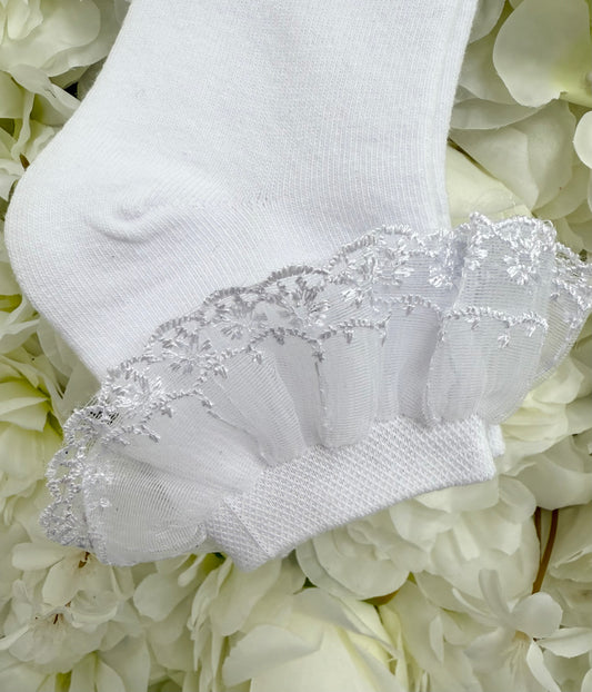 Double Lace Frill Communion Socks