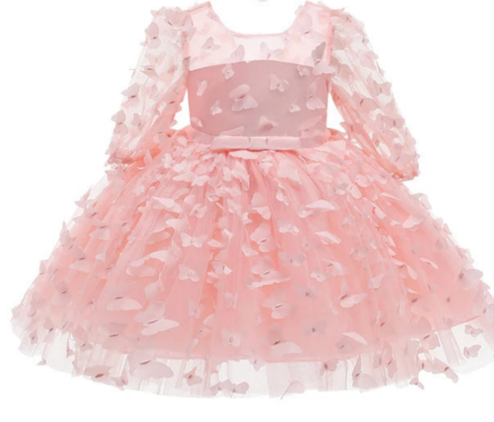 Pink Butterfly Dress with Bow