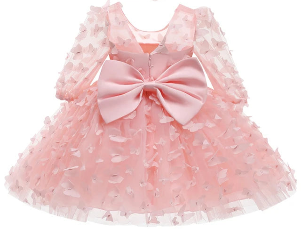 Pink Butterfly Dress with Bow