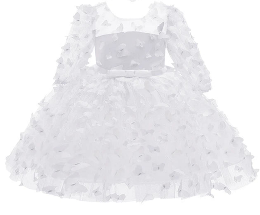 White Butterfly Dress with Bow