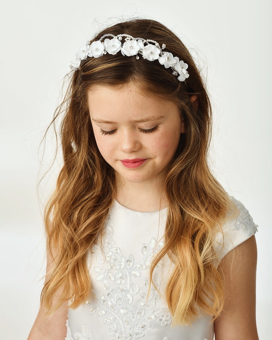 Flower & Pearl Communion Tiara