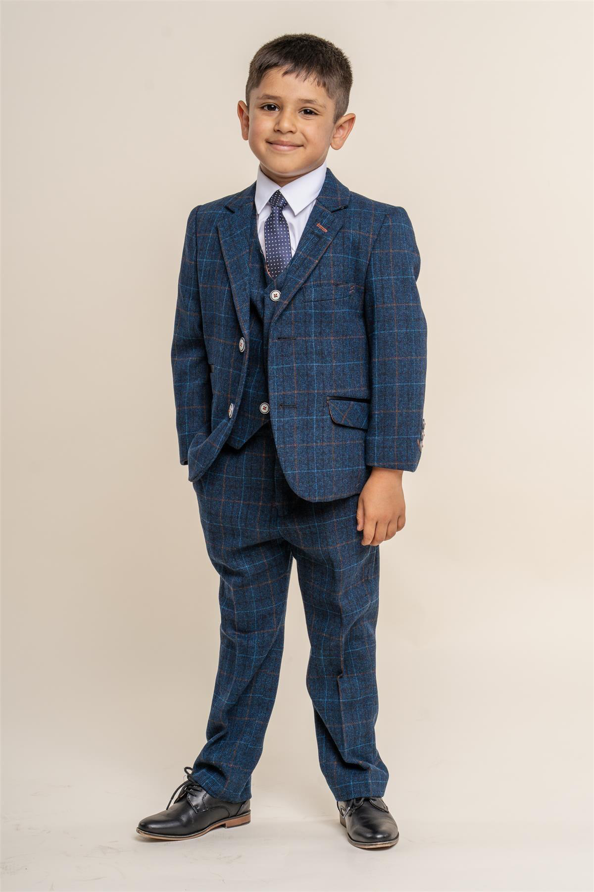 Cavani Boys Cody Blue Tweed 3 Piece Suit