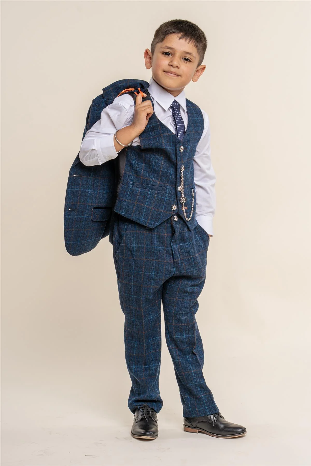 Cavani Boys Cody Blue Tweed 3 Piece Suit