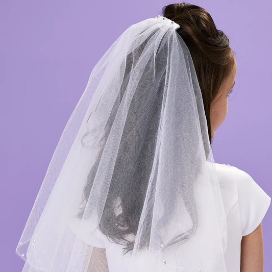 Pearl & Diamonte Girls Communion Veil