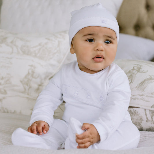 Emile et Rose Heath White Unisex Babygrow & Hat