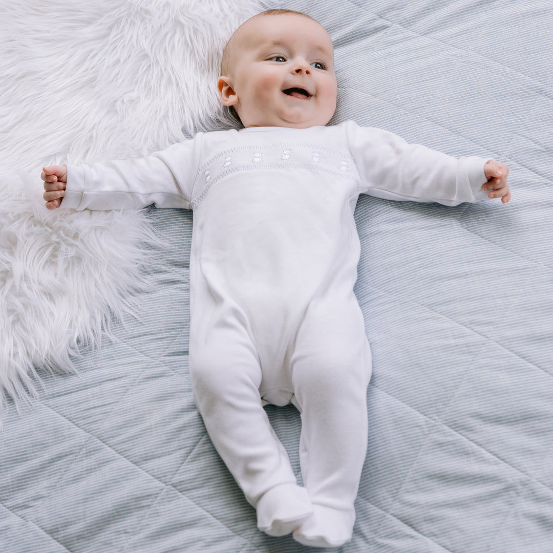 Emile et Rose Heath White Unisex Babygrow & Hat