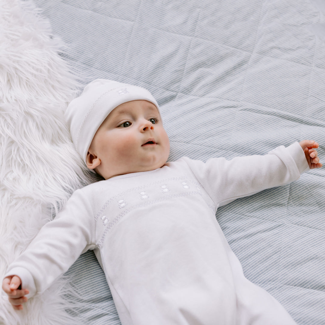 Emile et Rose Heath White Unisex Babygrow & Hat