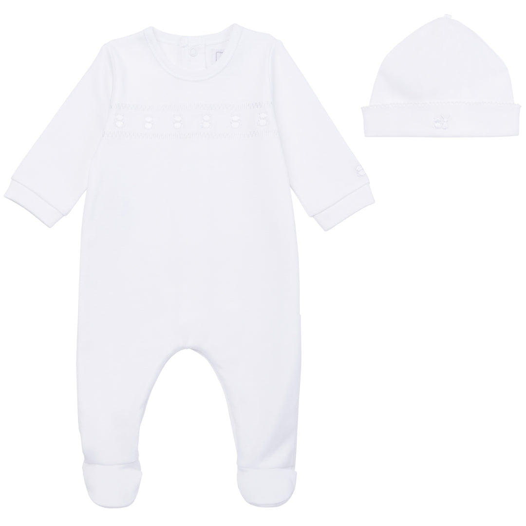 Emile et Rose Heath White Unisex Babygrow & Hat