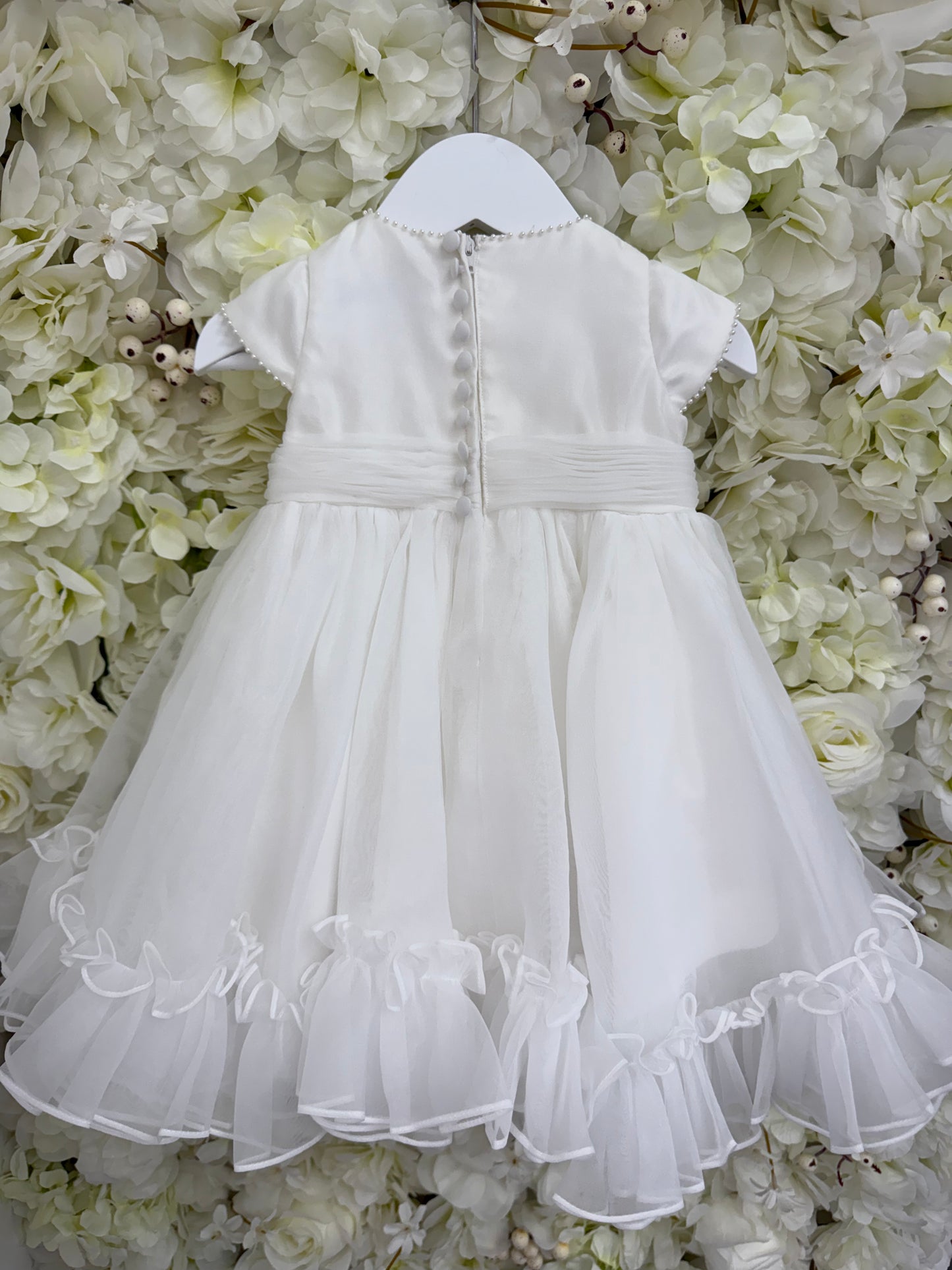 Sarah Louise Ivory Bow & Ruffle Flower Girl Dress