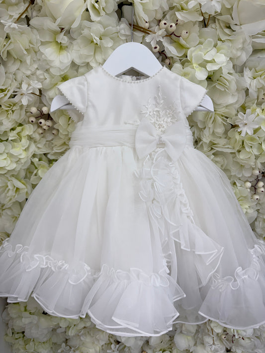 Sarah Louise Ivory Bow & Ruffle Flower Girl Dress