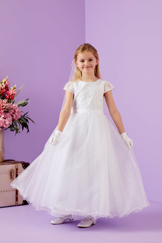 Lola Lace Bodice & Sparkle Communion Dress