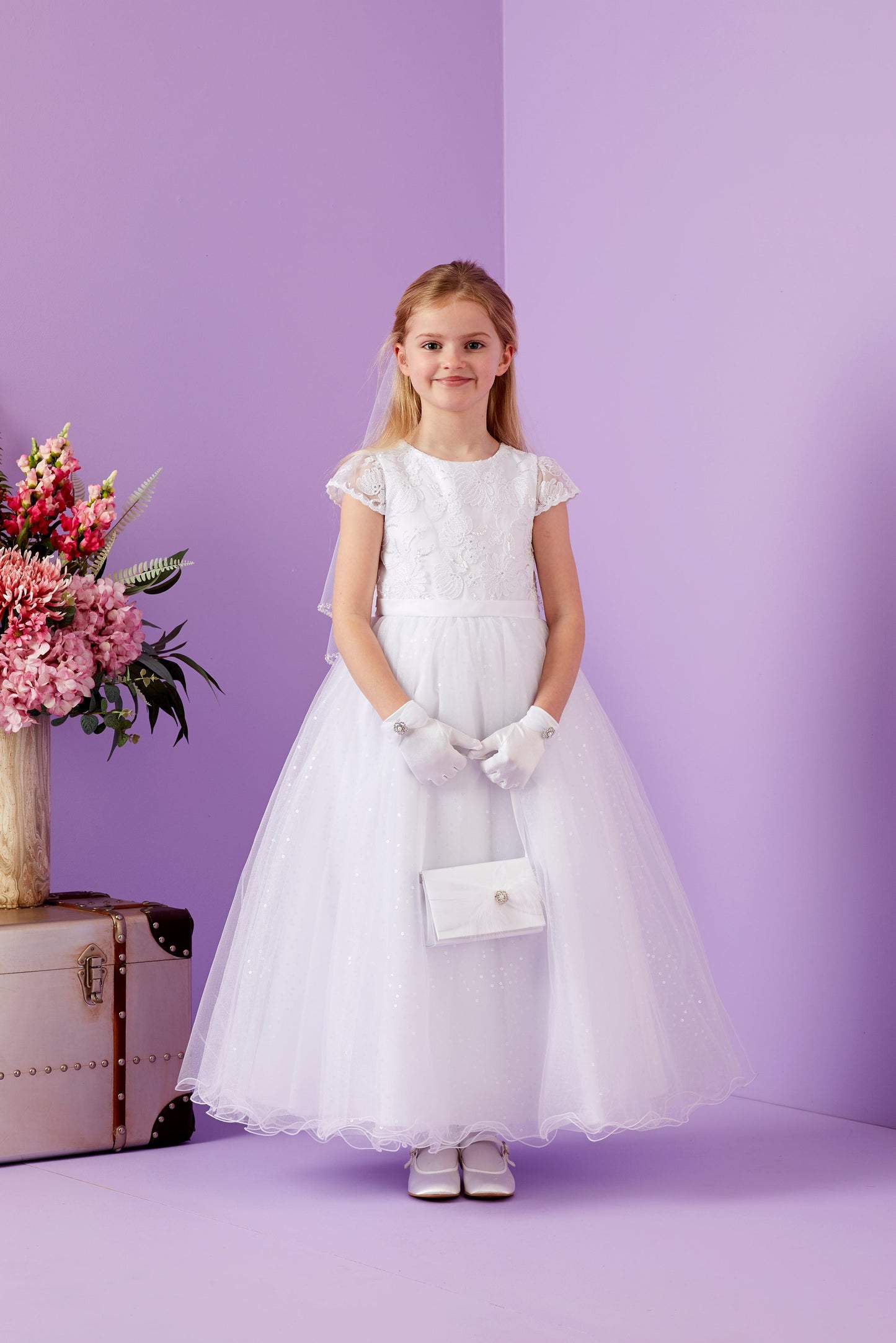 Lola Lace Bodice & Sparkle Communion Dress