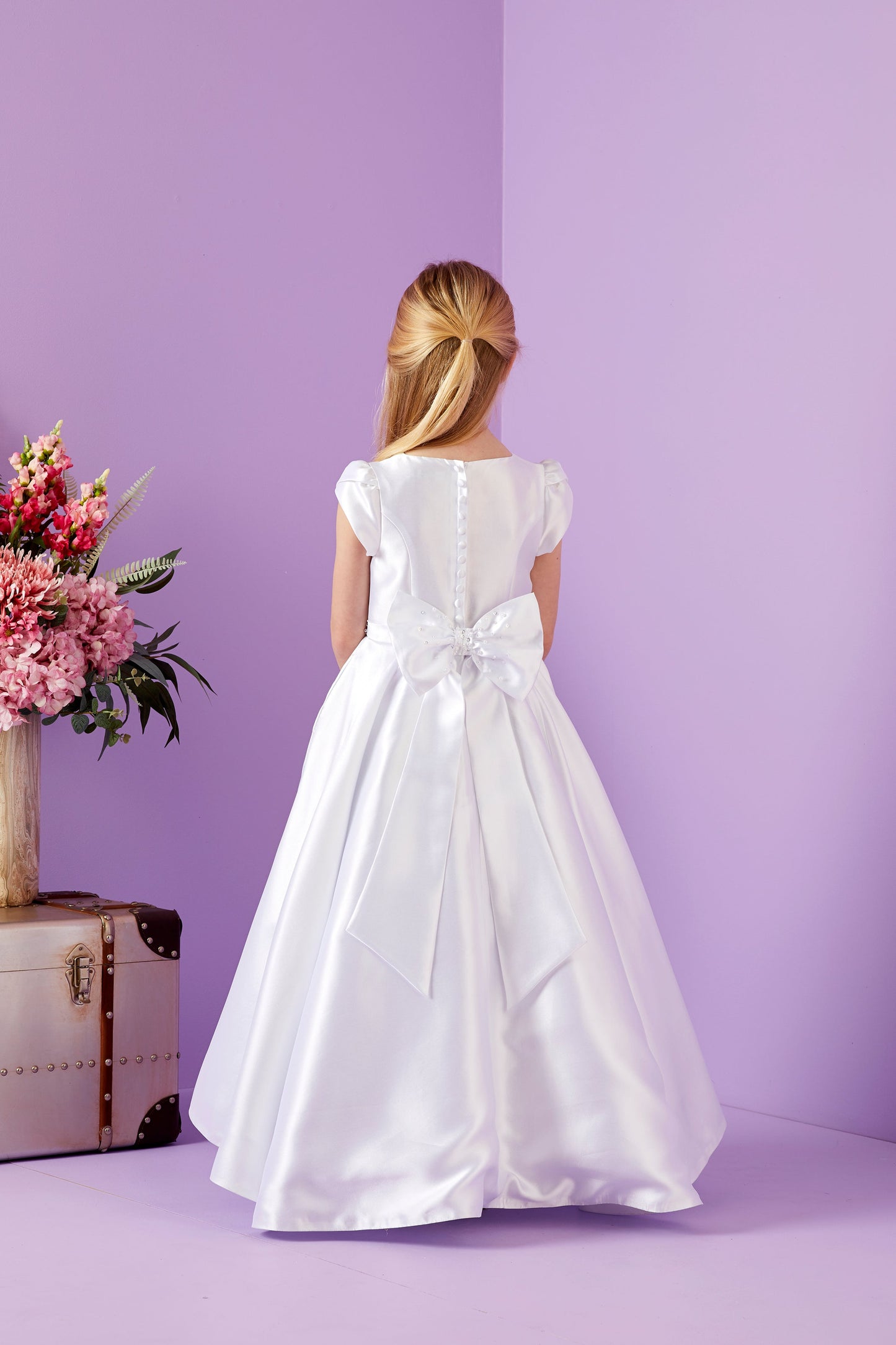 Mimi Satin Communion Dress with Embellished Pockets