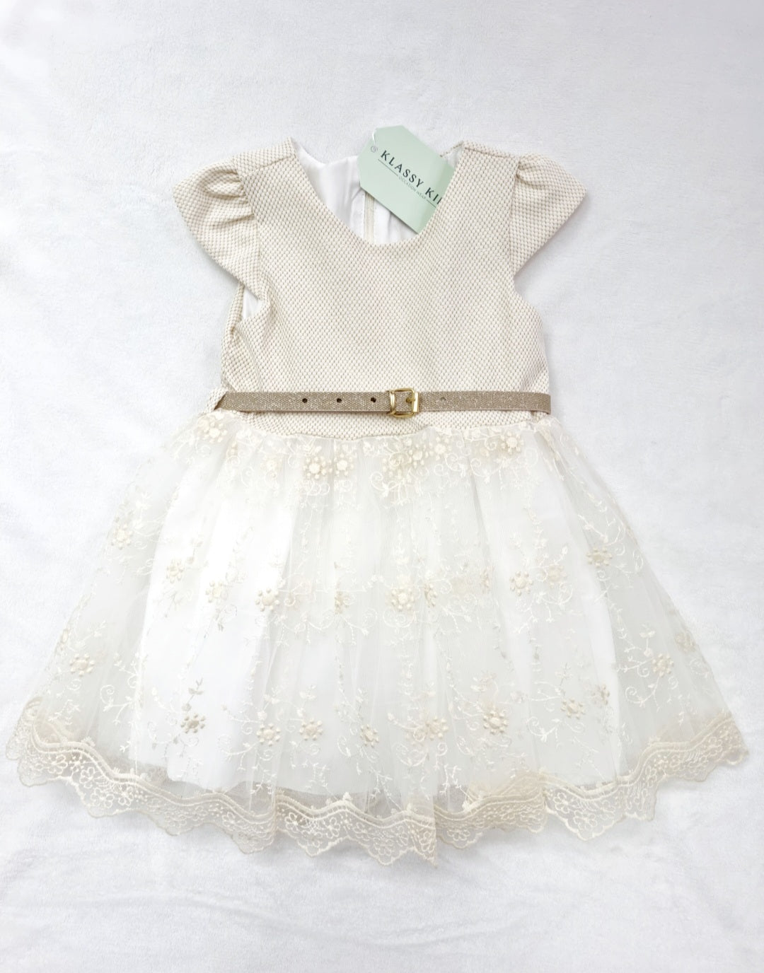 Girls Gold/Ivory Party Dress