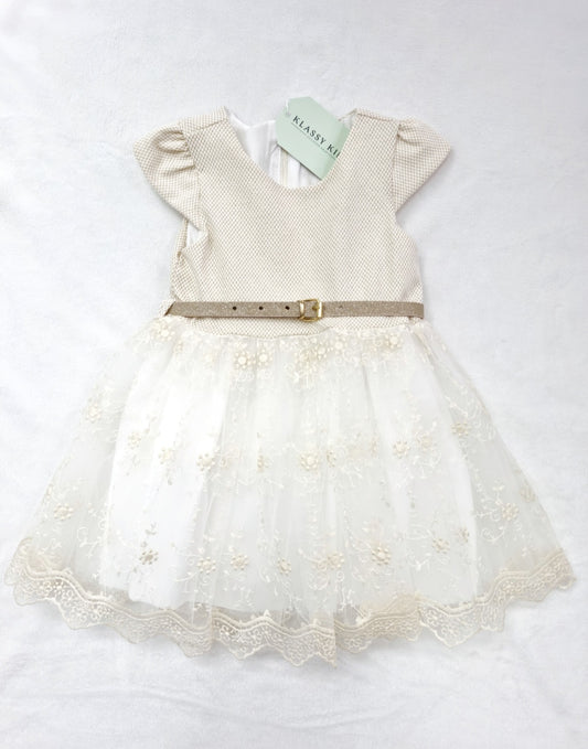 Girls Gold/Ivory Party Dress